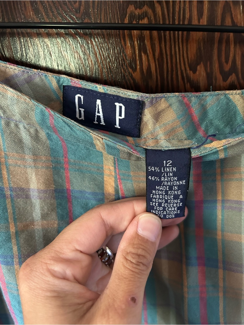 Vintage GAP Pastel Plaid Maxi Skirt with Side Buttons - Picture 3 of 4